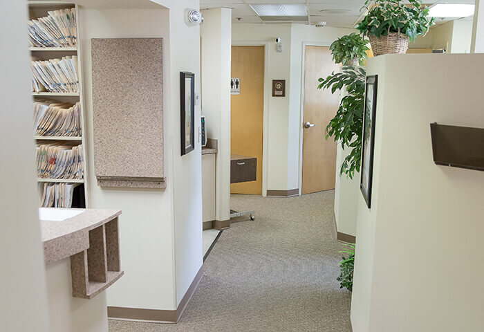 Hallway leading to treatment areas