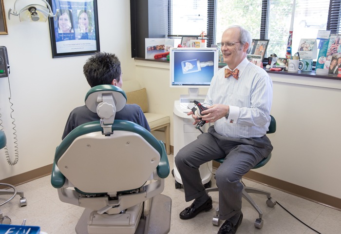 Dr. Mitchell talking to patient